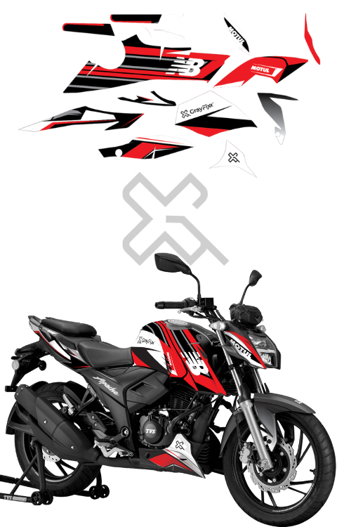 NB Edition Full Body Sticker Compatible with Apache RTR 160/200 4V | Made In Premium Gloss Vinyl With FPF(Fade Protection Film), Water Proof, Precut Sticker, Pack Of 1 Compatible with Both Side